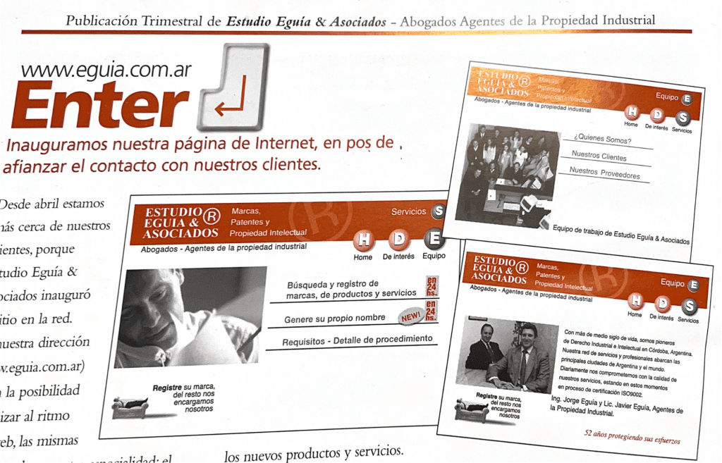 Primera página web del estudio Eguía, 1998