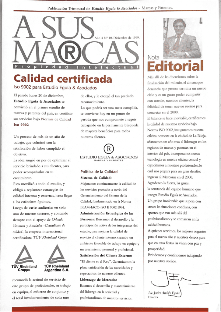 Certificación de calidad ISO del estudio Eguía